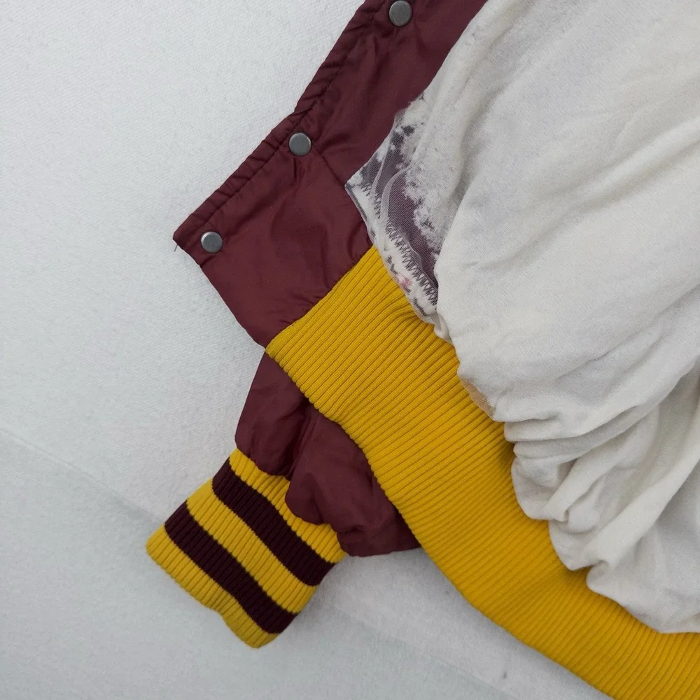 70's Vtg Champion Eureka College Nylon Varsity Jacket Medium Snap Front Made USA